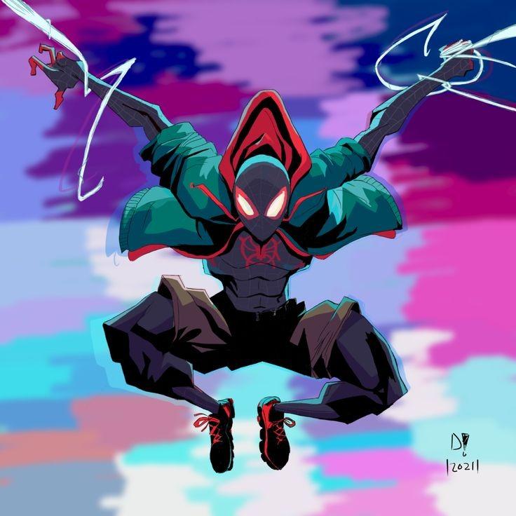 Miles Morales illustration, Spider-Verse inspired digital art